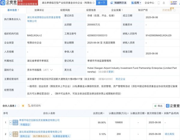 配资实盘排名一览表  湖北孝感临空型产投基金登记成立
